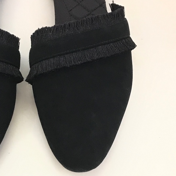 BIRDIES The Ani Black Fringe Suede Slippers Slip On Slide Mule Women’s Size 9.5 - Picture 5 of 16